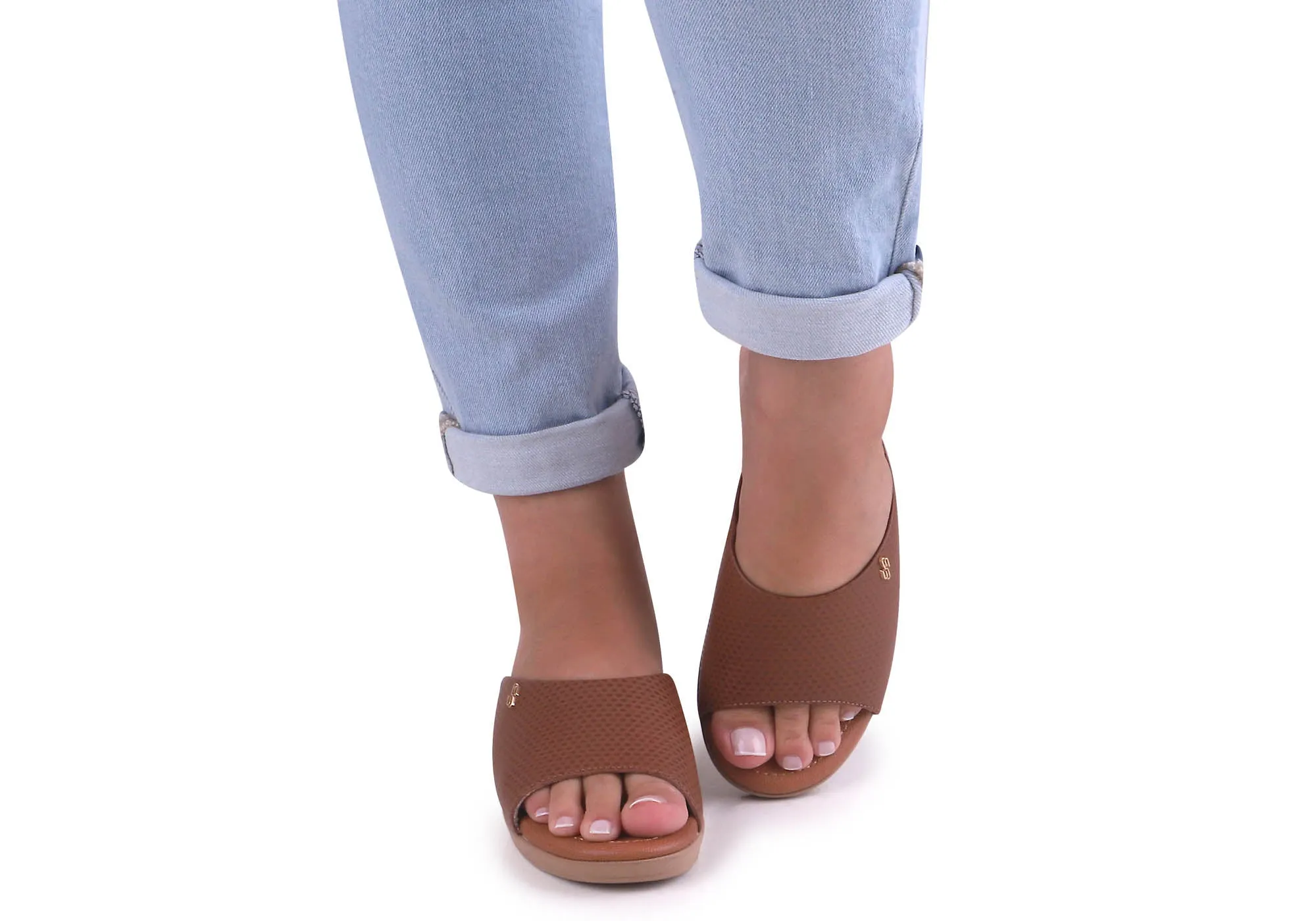 Usaflex Malvina Damen Komfort Leder Slides Sandalen Hergestellt in Brasilien Usaflex Schuhe