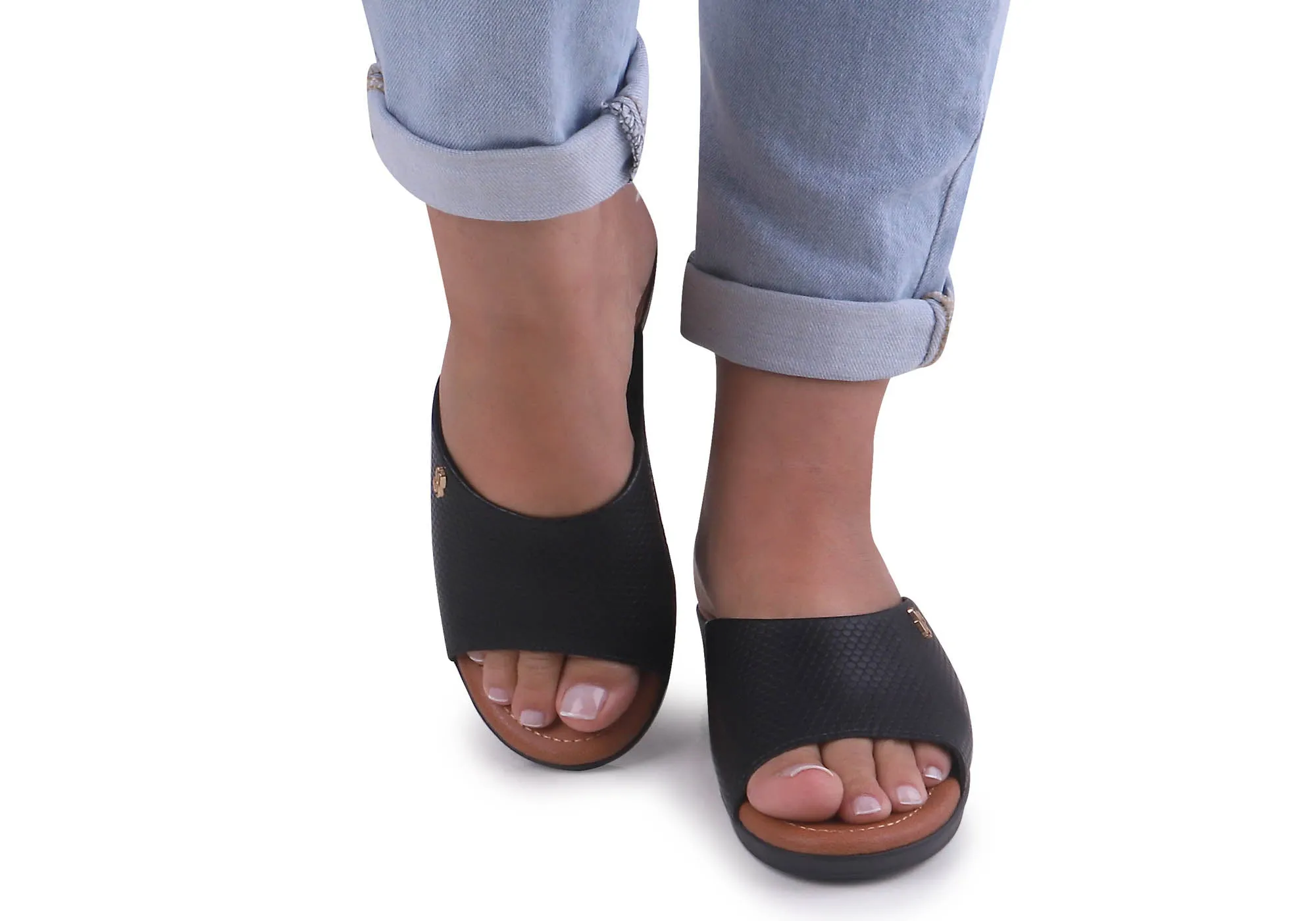 Usaflex Malvina Damen Komfort Leder Slides Sandalen Hergestellt in Brasilien Usaflex Schuhe