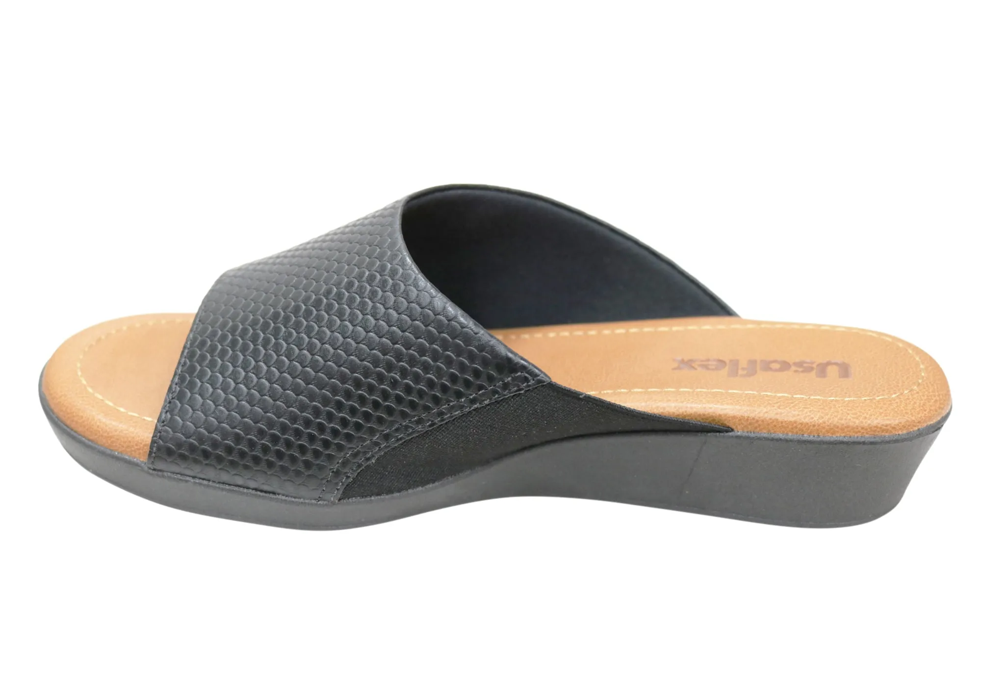 Usaflex Malvina Damen Komfort Leder Slides Sandalen Hergestellt in Brasilien Usaflex Schuhe
