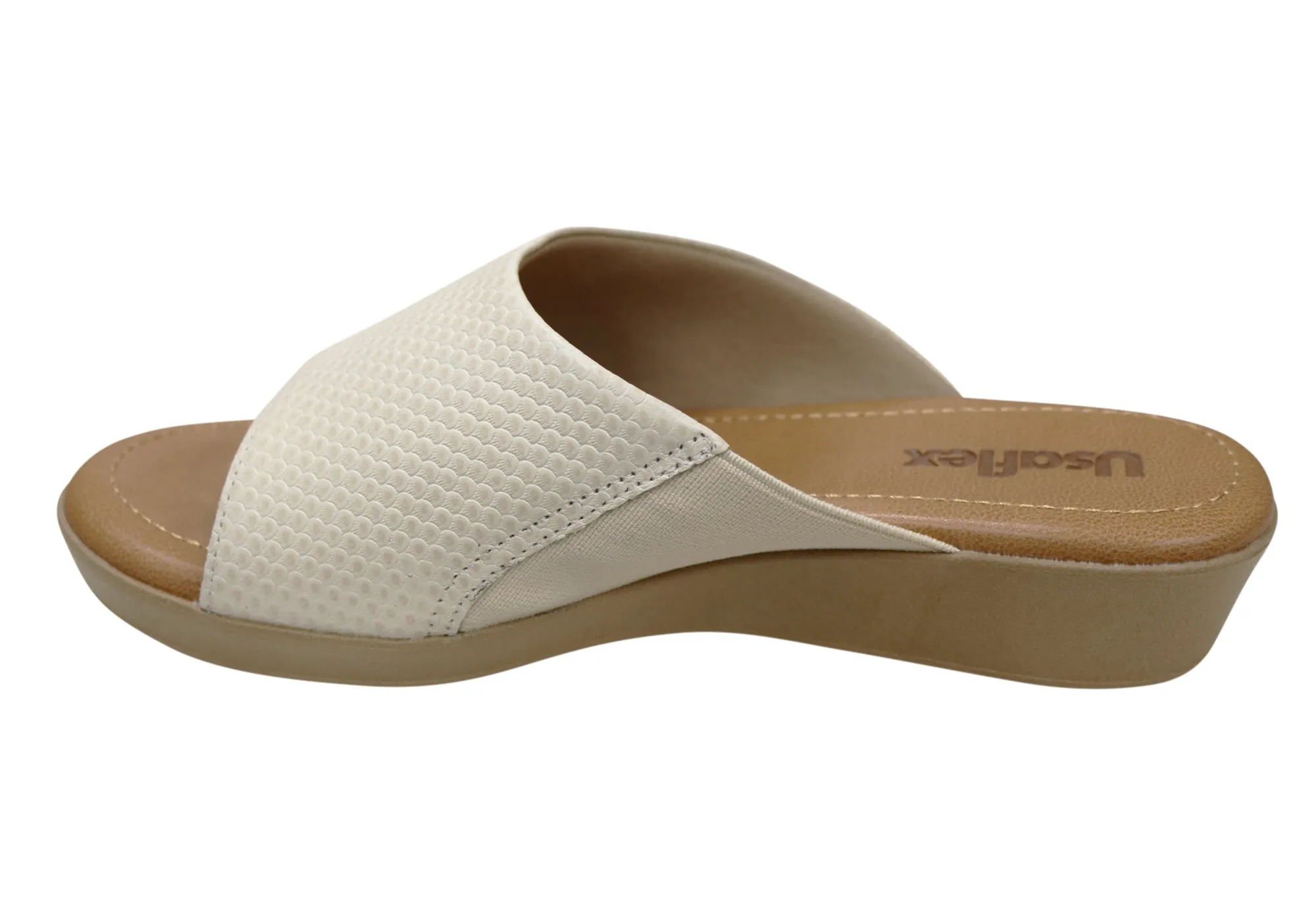 Usaflex Malvina Damen Komfort Leder Slides Sandalen Hergestellt in Brasilien Usaflex Schuhe