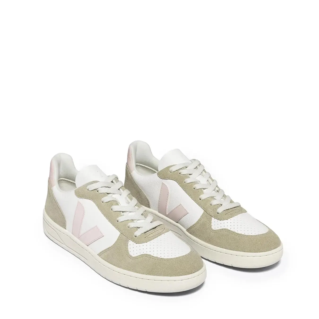 Veja Damen V-10 Chromfreies Leder Weiß Petale Sahara Veja Schuhe