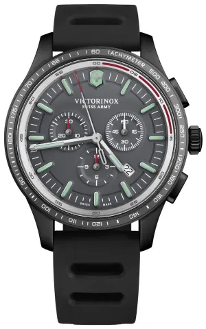 Victorinox Swiss Army Alliance Sport Chronograph Schwarz Edelstahl Schwarzes Gummiarmband Graues Zifferblatt Datum Herrenuhr 241818 Victorinox Swiss Army Uhren
