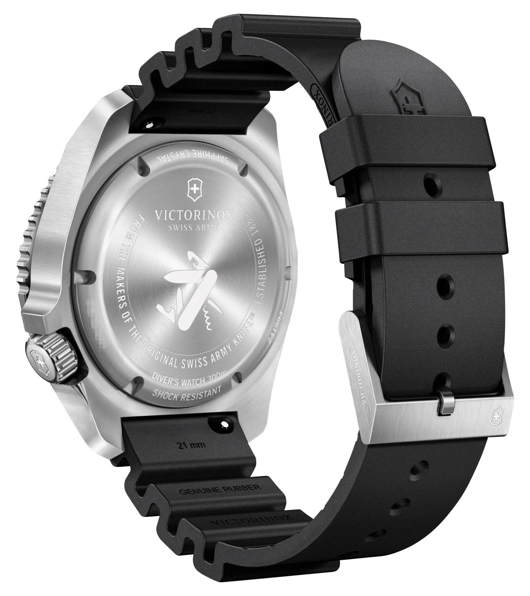 Victorinox Swiss Army Dive Pro Automatikuhr Edelstahl Schwarz Zifferblatt Schwarzes Gummiarmband Tag/Datum Taucheruhr Herren 241994 Victorinox Swiss Army Uhren