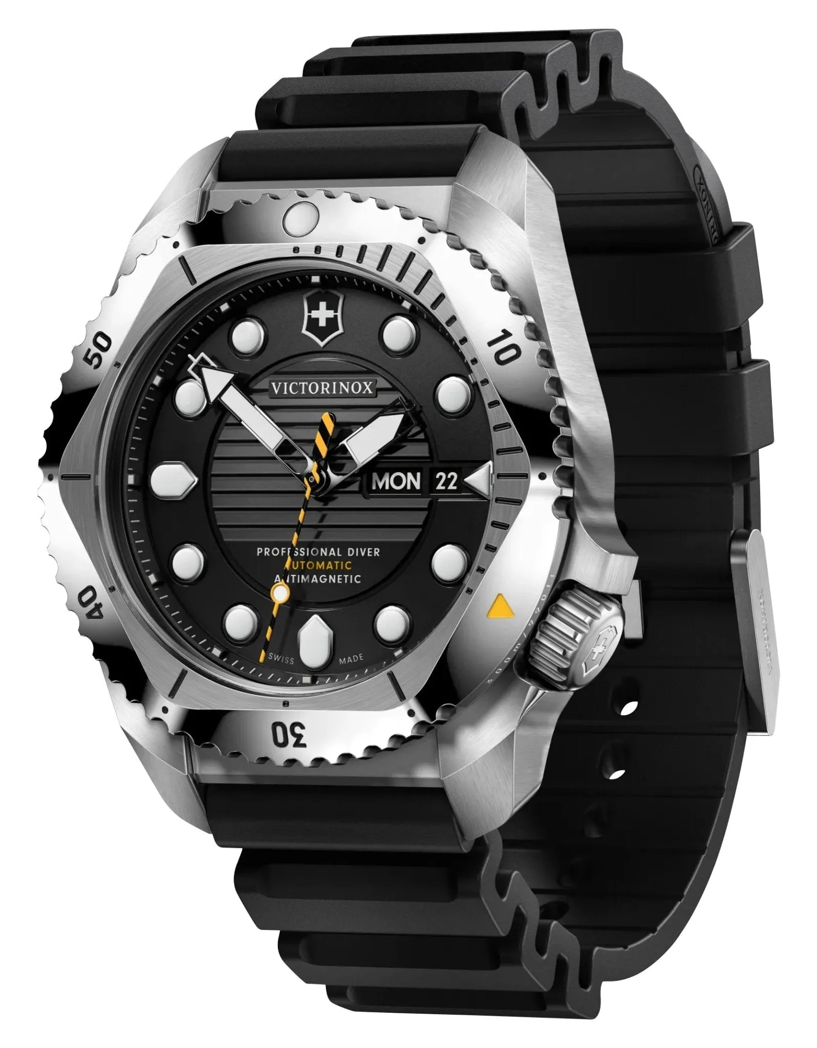 Victorinox Swiss Army Dive Pro Automatikuhr Edelstahl Schwarz Zifferblatt Schwarzes Gummiarmband Tag/Datum Taucheruhr Herren 241994 Victorinox Swiss Army Uhren