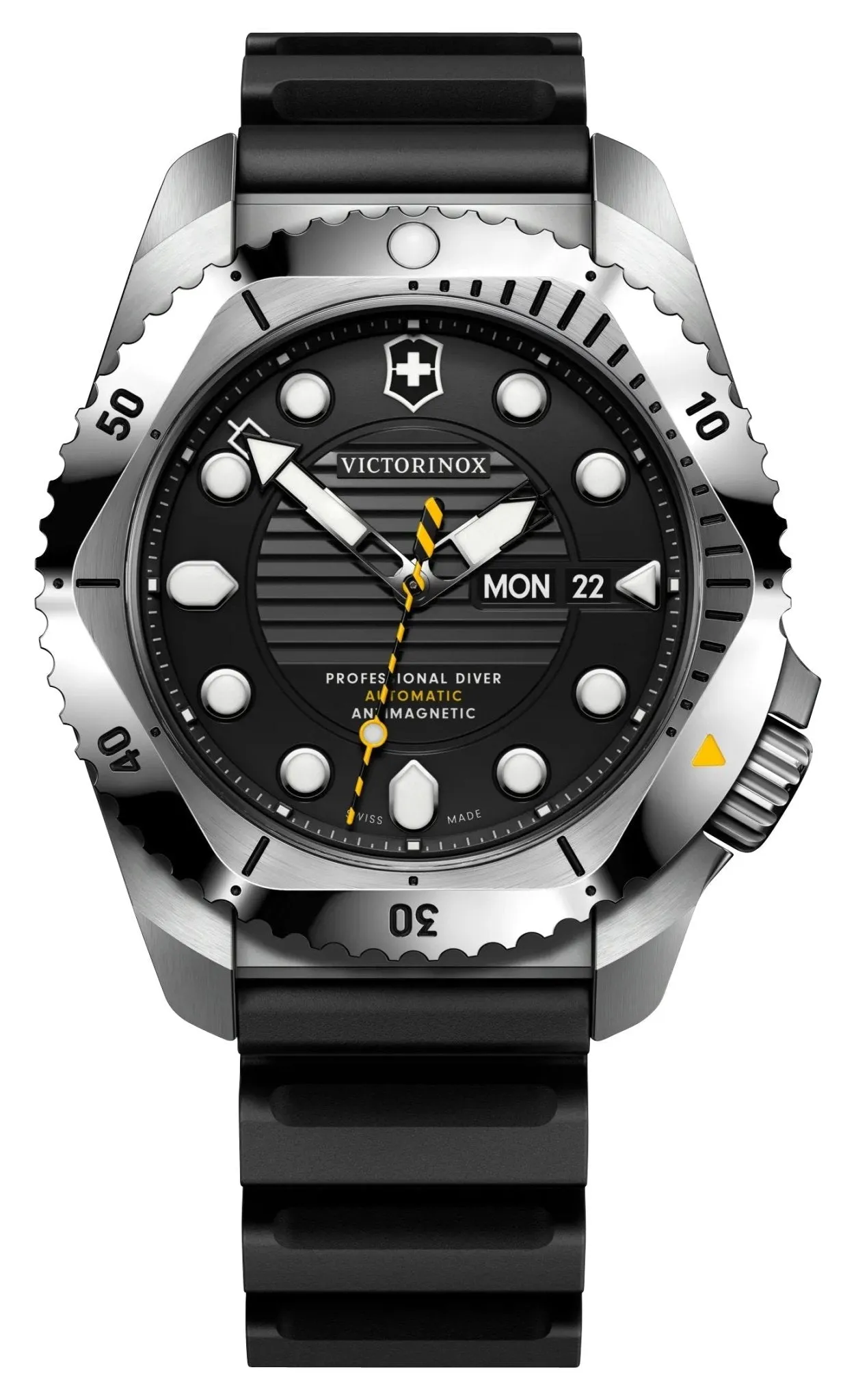 Victorinox Swiss Army Dive Pro Automatikuhr Edelstahl Schwarz Zifferblatt Schwarzes Gummiarmband Tag/Datum Taucheruhr Herren 241994 Victorinox Swiss Army Uhren