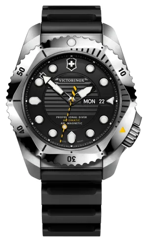 Victorinox Swiss Army Dive Pro Automatikuhr Edelstahl Schwarz Zifferblatt Schwarzes Gummiarmband Tag/Datum Taucheruhr Herren 241994 Victorinox Swiss Army Uhren