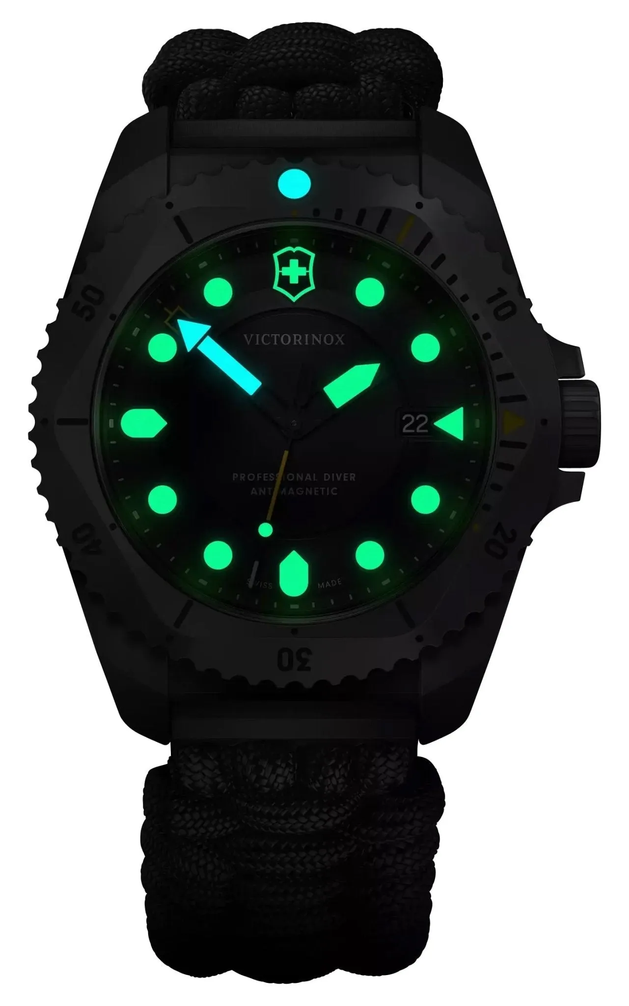 Victorinox Swiss Army Dive Pro Grau Titanium Schwarzes Zifferblatt Schwarzes Nylon Austauschbares Schwarzes Gummiarmband Datum Taucher Quarz Herrenuhr 241993.1 Victorinox Swiss Army Uhren