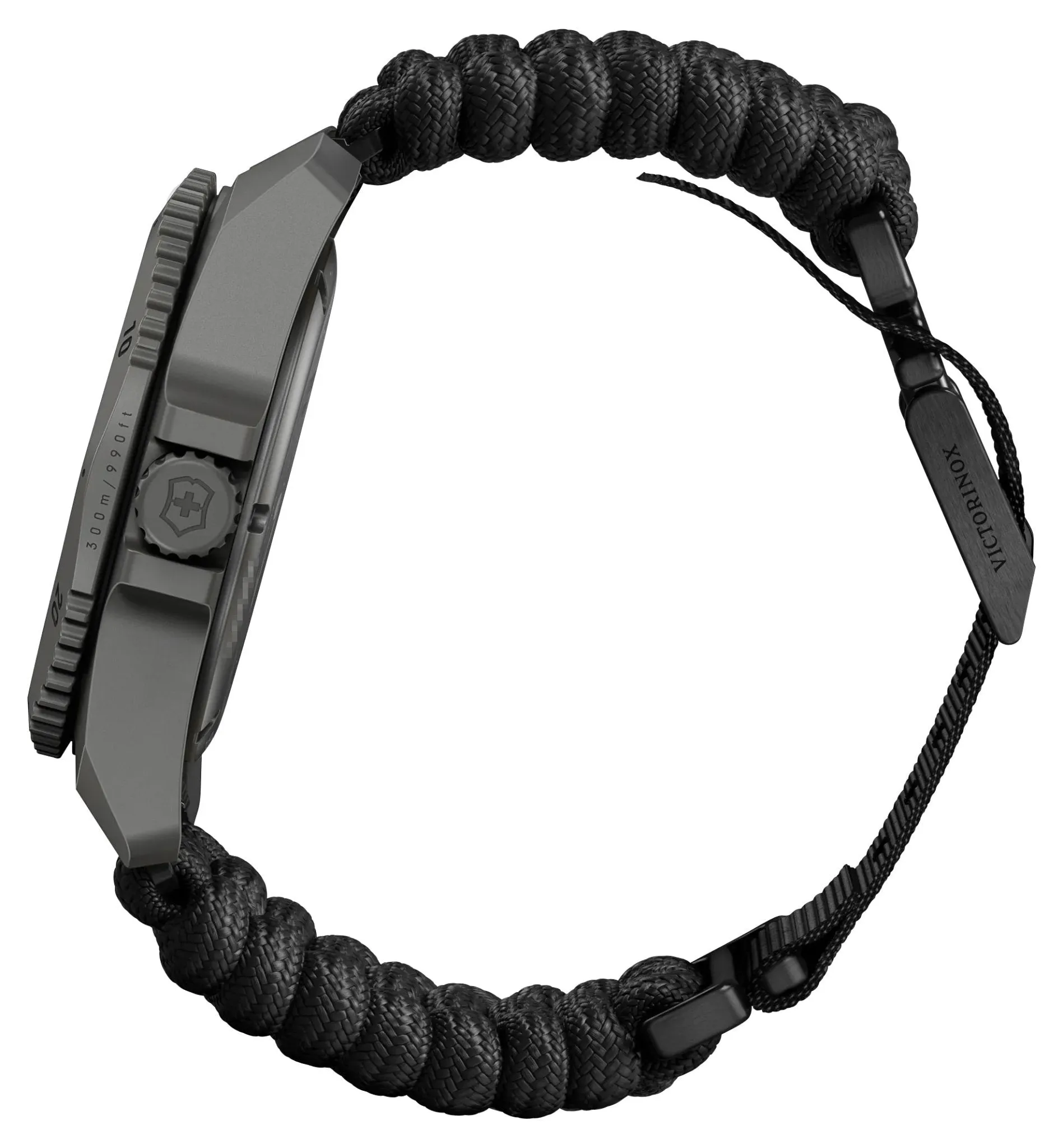 Victorinox Swiss Army Dive Pro Grau Titanium Schwarzes Zifferblatt Schwarzes Nylon Austauschbares Schwarzes Gummiarmband Datum Taucher Quarz Herrenuhr 241993.1 Victorinox Swiss Army Uhren