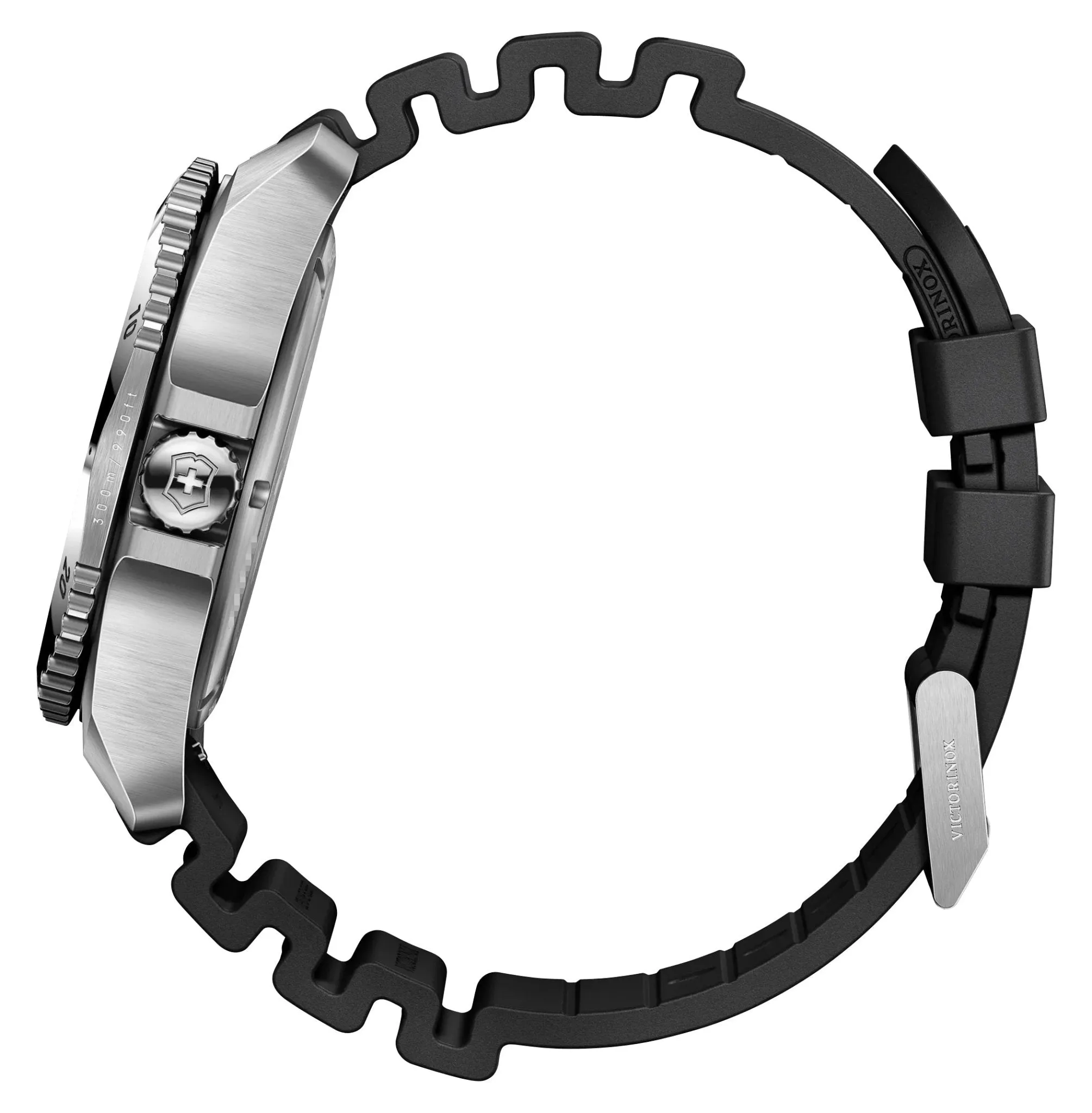 Victorinox Swiss Army Dive Pro Edelstahl Schwarz Zifferblatt Schwarzes Gummiarmband Datum Taucher Quarz Herrenuhr 241990 Victorinox Swiss Army Uhren