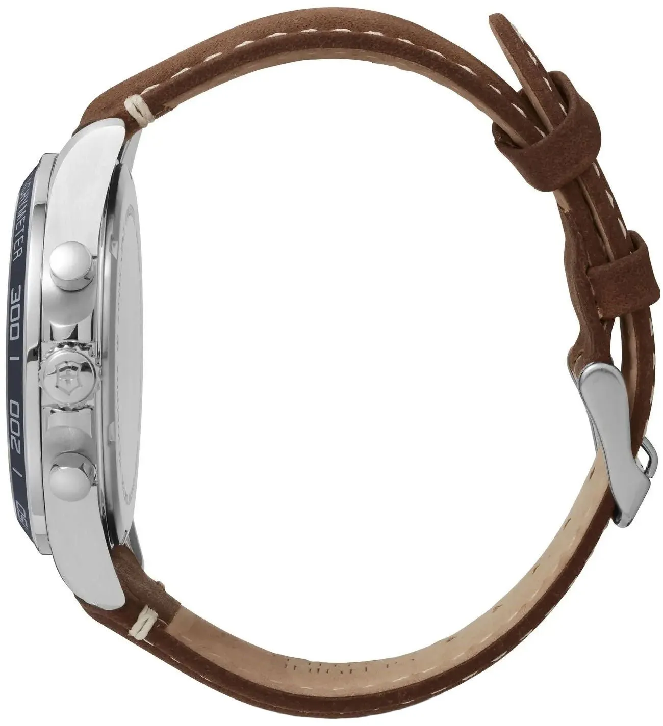 Victorinox Swiss Army FieldForce Chronograph Herrenuhr Edelstahl Brauner Lederarmband Blaues Zifferblatt Datum 241854 Victorinox Swiss Army Uhren
