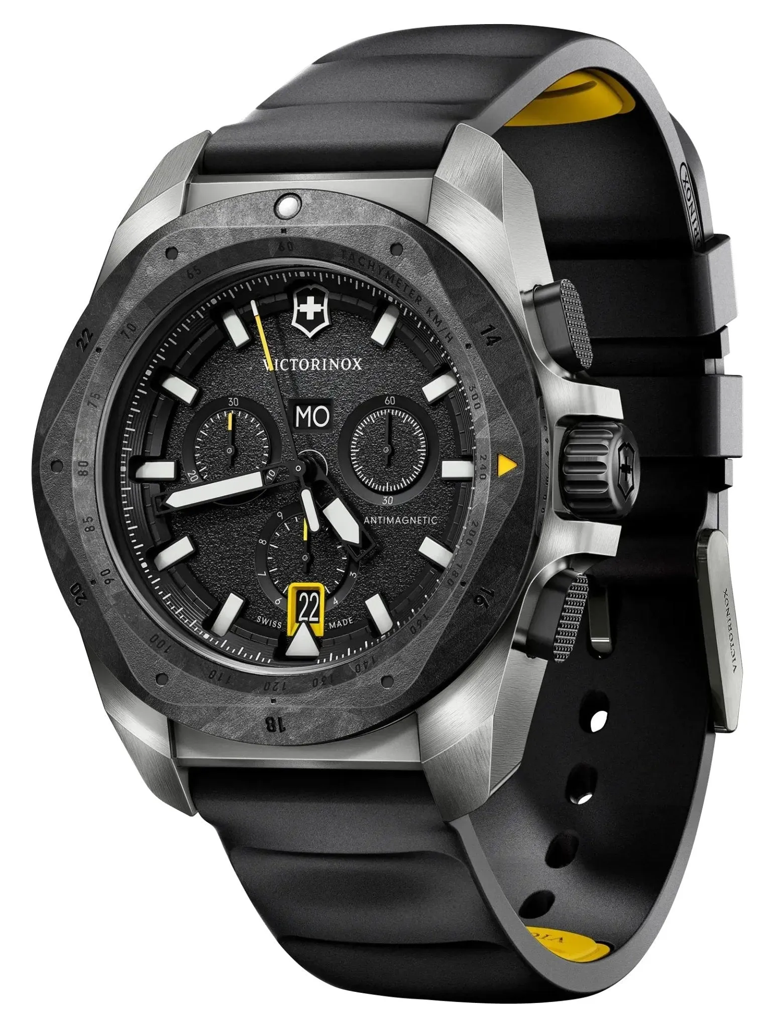 Victorinox Swiss Army I.N.O.X. Chronograph Titanium Schwarz Zifferblatt Schwarzes Gummiarmband Tag/Datum Taucher Quarz Herrenuhr 242011 Victorinox Swiss Army Uhren