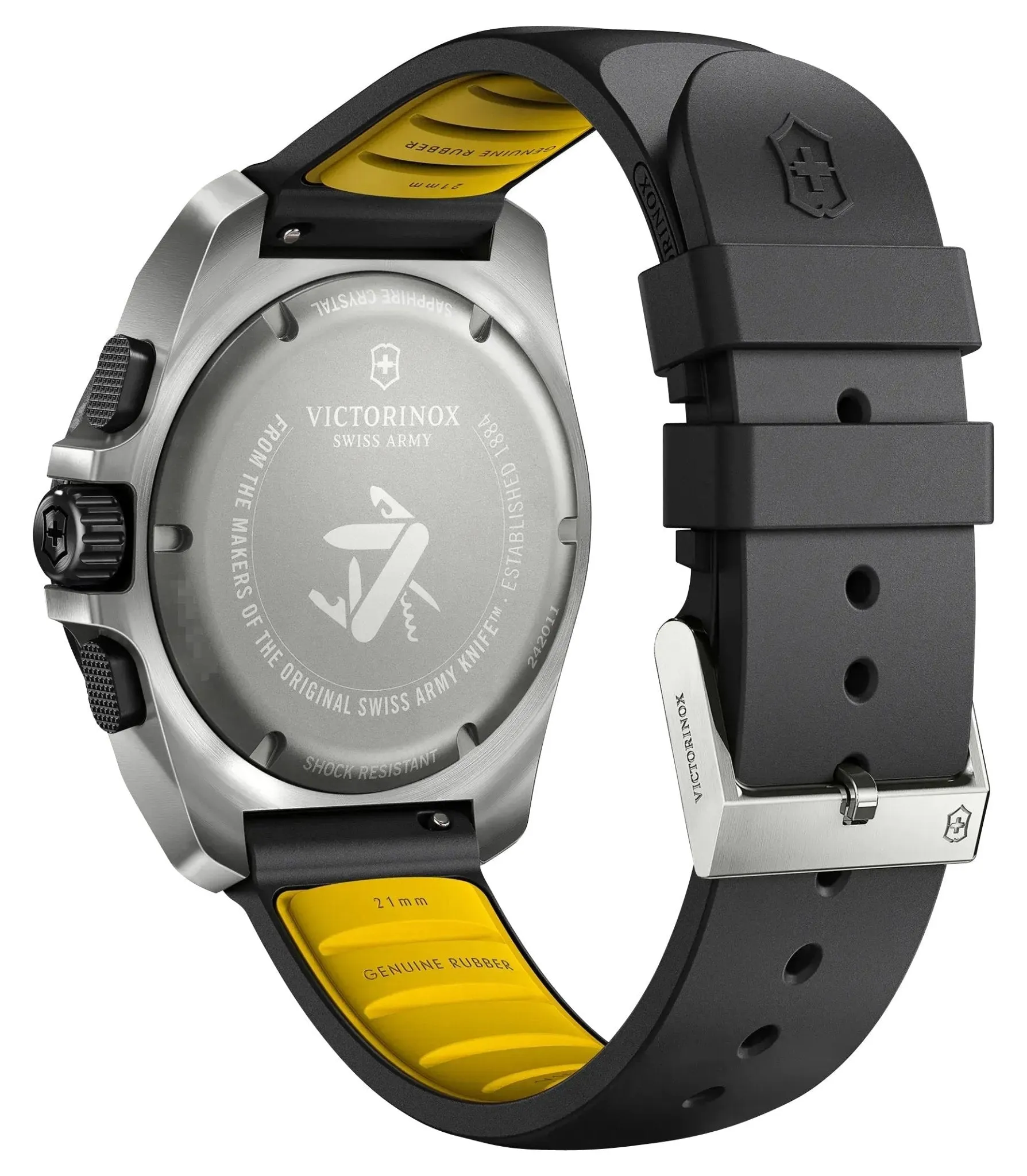 Victorinox Swiss Army I.N.O.X. Chronograph Titanium Schwarz Zifferblatt Schwarzes Gummiarmband Tag/Datum Taucher Quarz Herrenuhr 242011 Victorinox Swiss Army Uhren