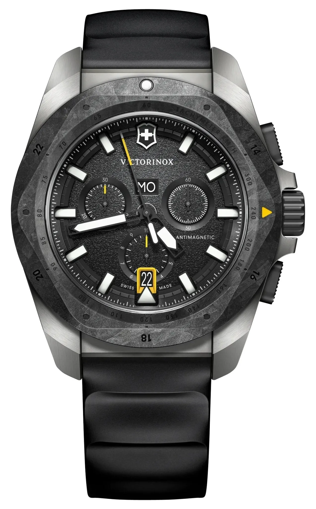Victorinox Swiss Army I.N.O.X. Chronograph Titanium Schwarz Zifferblatt Schwarzes Gummiarmband Tag/Datum Taucher Quarz Herrenuhr 242011 Victorinox Swiss Army Uhren