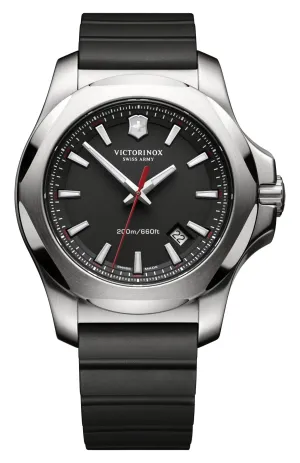 Victorinox Swiss Army I.N.O.X. Edelstahl Schwarz Zifferblatt Schwarzes Gummiarmband Datum Taucher Quarz Herrenuhr 241682.1 Victorinox Swiss Army Uhren