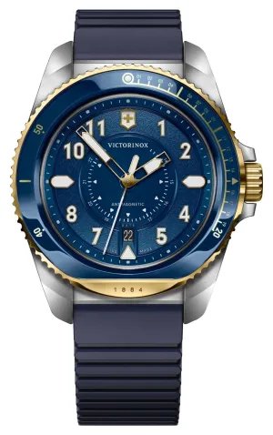 Victorinox Swiss Army Journey 1884 Edelstahl Blaues Zifferblatt Blaues Gummiarmband Datum Taucher Quarz Herrenuhr 242013 Victorinox Swiss Army Uhren