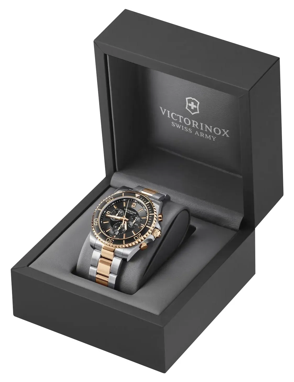 Victorinox Swiss Army Maverick Chronograph Zweifarbig Edelstahl Schwarzes Zifferblatt Datum Quarz Herrenuhr 241952 Victorinox Swiss Army Uhren