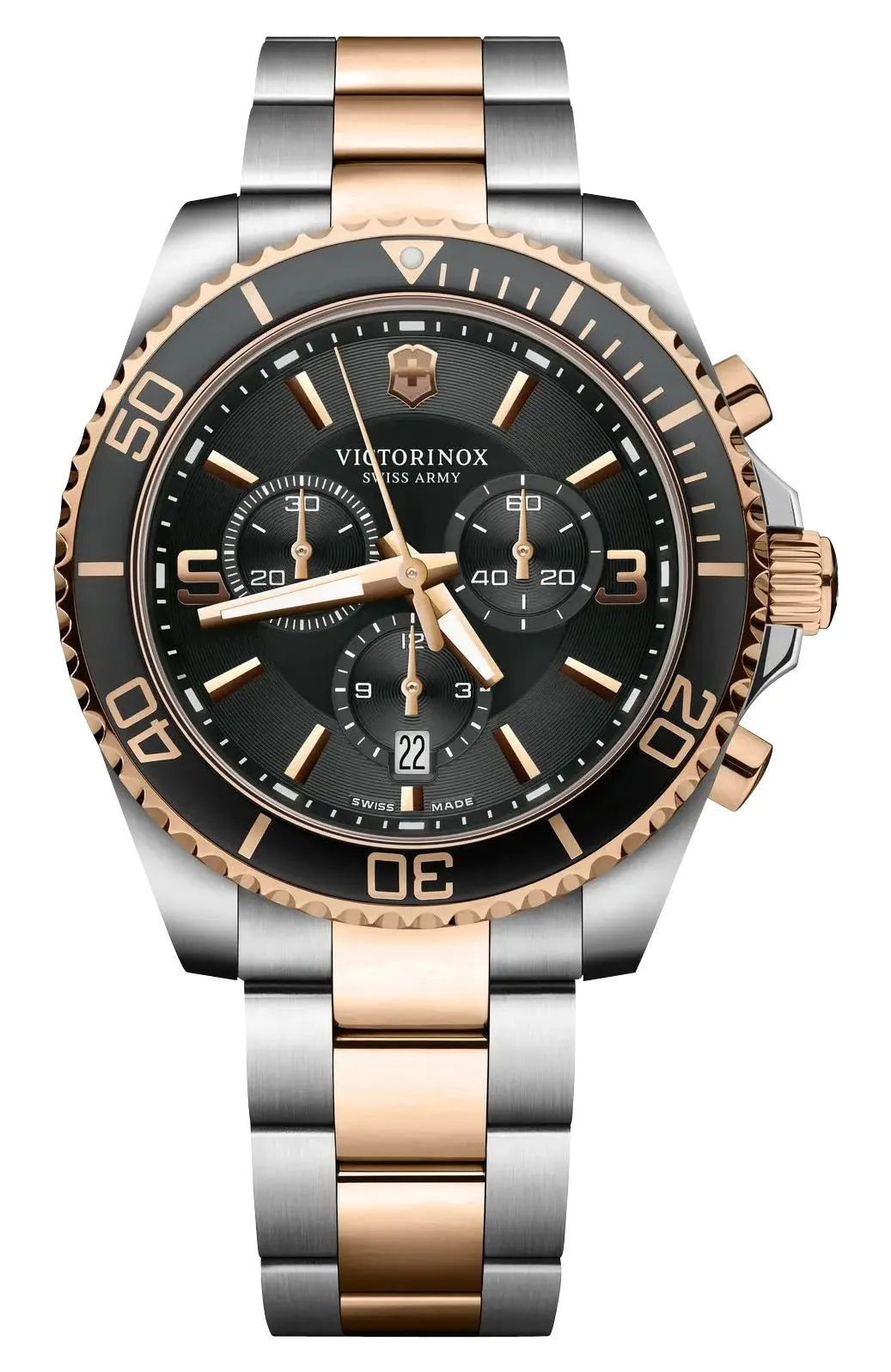 Victorinox Swiss Army Maverick Chronograph Zweifarbig Edelstahl Schwarzes Zifferblatt Datum Quarz Herrenuhr 241952 Victorinox Swiss Army Uhren