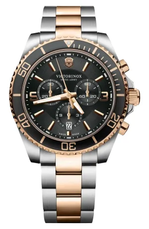 Victorinox Swiss Army Maverick Chronograph Zweifarbig Edelstahl Schwarzes Zifferblatt Datum Quarz Herrenuhr 241952 Victorinox Swiss Army Uhren