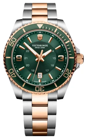 Victorinox Swiss Army Maverick Large Zweifarbig Edelstahl Grünes Zifferblatt Datum Quarz Herrenuhr 242008 Victorinox Swiss Army Uhren