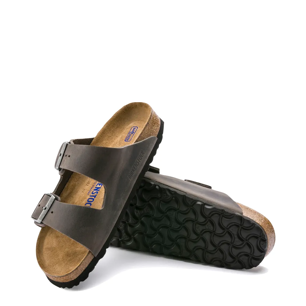 Birkenstock Arizona Sandale mit Öl-Leder und weicher Fußbett in Eisen-Grau