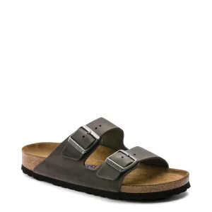 Birkenstock Arizona Sandale mit Öl-Leder und weicher Fußbett in Eisen-Grau