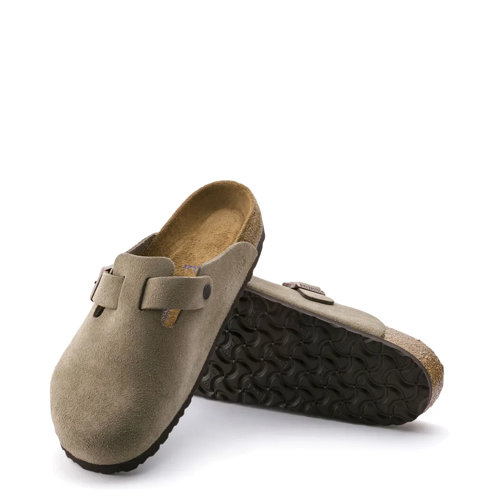 Birkenstock Boston Wildleder Clogs mit weicher Fußbettung in Taubenblau