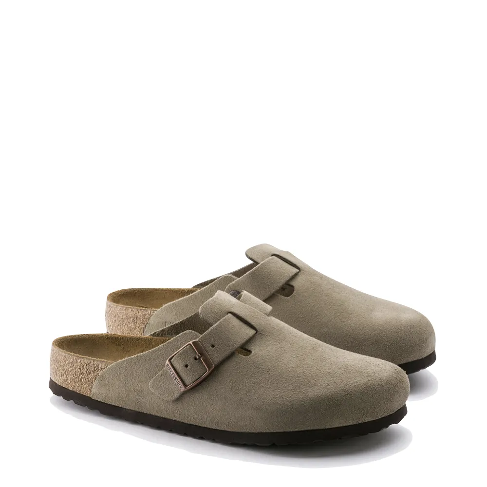 Birkenstock Boston Wildleder Clogs mit weicher Fußbettung in Taubenblau