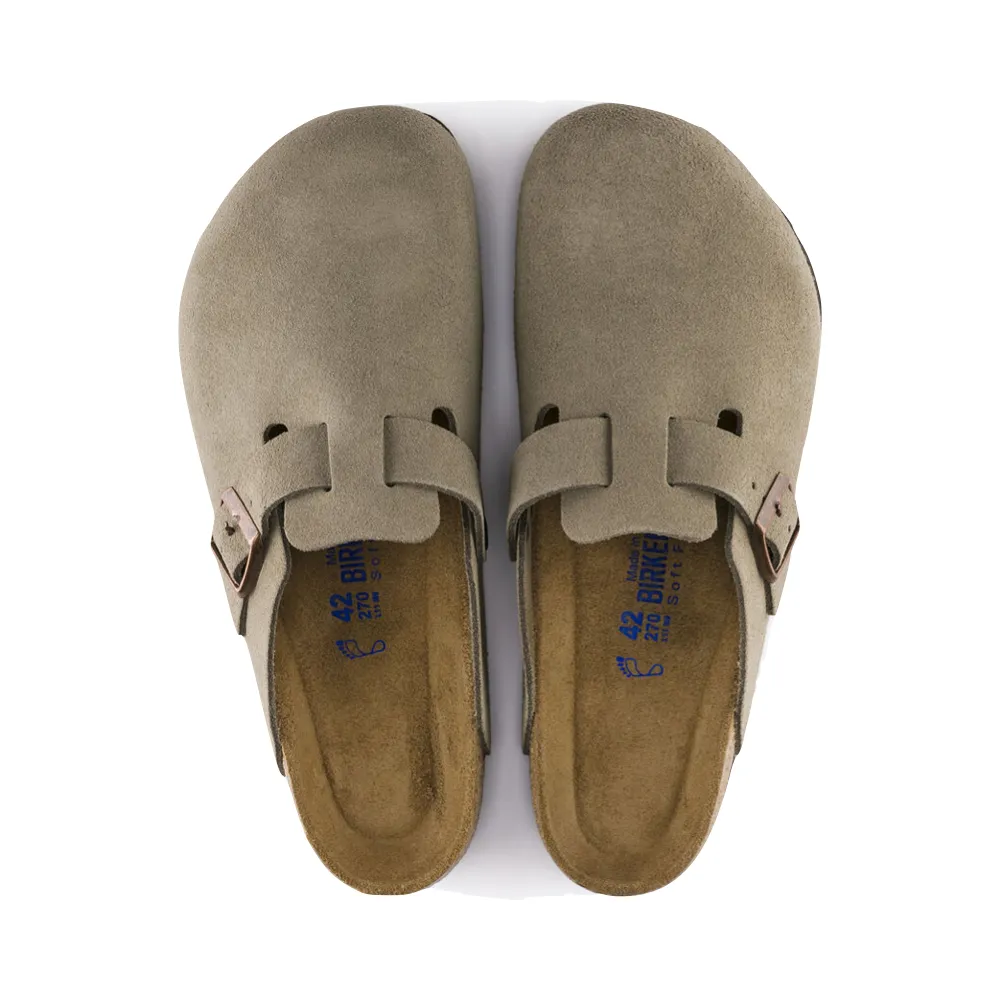 Birkenstock Boston Wildleder Clogs mit weicher Fußbettung in Taubenblau