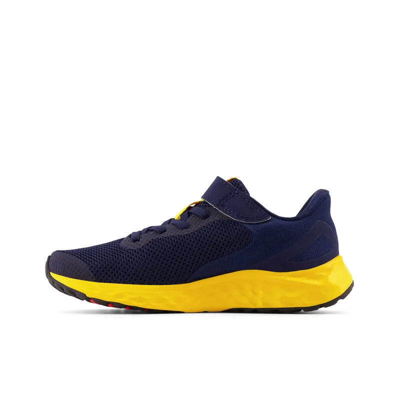 Fresh Foam Arishi v4 Bungee-Schnürung mit Oberriemen - Team Navy mit Electric Red und Eigelb - Kleinkinder