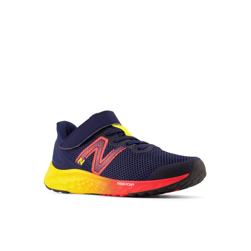 Fresh Foam Arishi v4 Bungee-Schnürung mit Oberriemen - Team Navy mit Electric Red und Eigelb - Kleinkinder