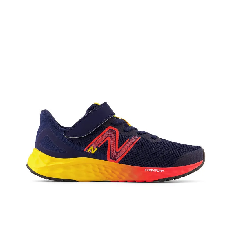 Fresh Foam Arishi v4 Bungee-Schnürung mit Oberriemen - Team Navy mit Electric Red und Eigelb - Kleinkinder