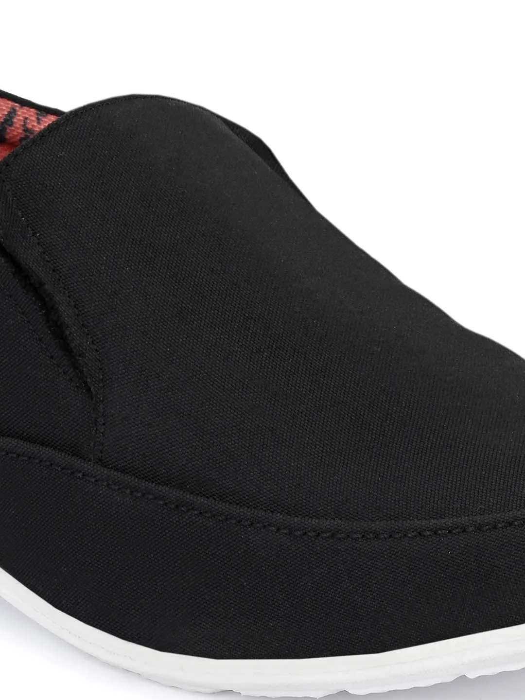 Hitz Herren-Slip-On Komfortschuhe aus schwarzem Stoff für lässige Anlässe