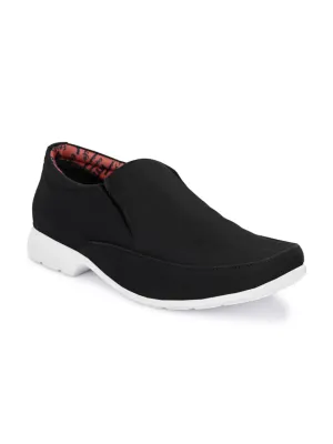 Hitz Herren-Slip-On Komfortschuhe aus schwarzem Stoff für lässige Anlässe