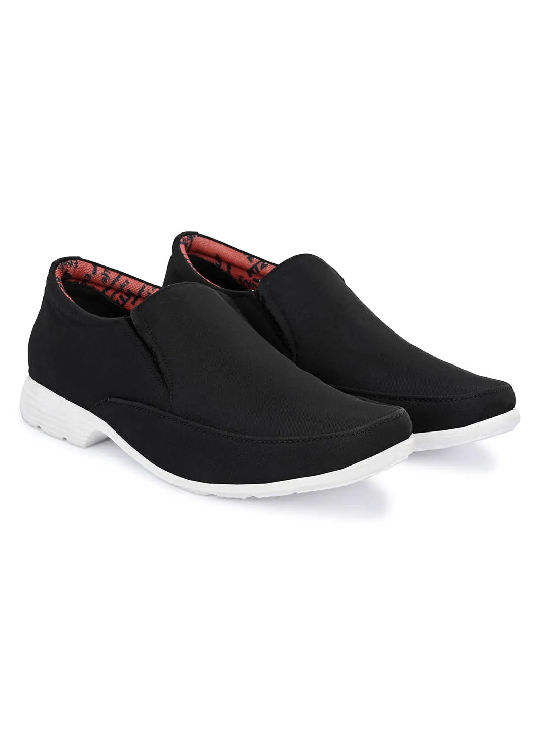Hitz Herren-Slip-On Komfortschuhe aus schwarzem Stoff für lässige Anlässe