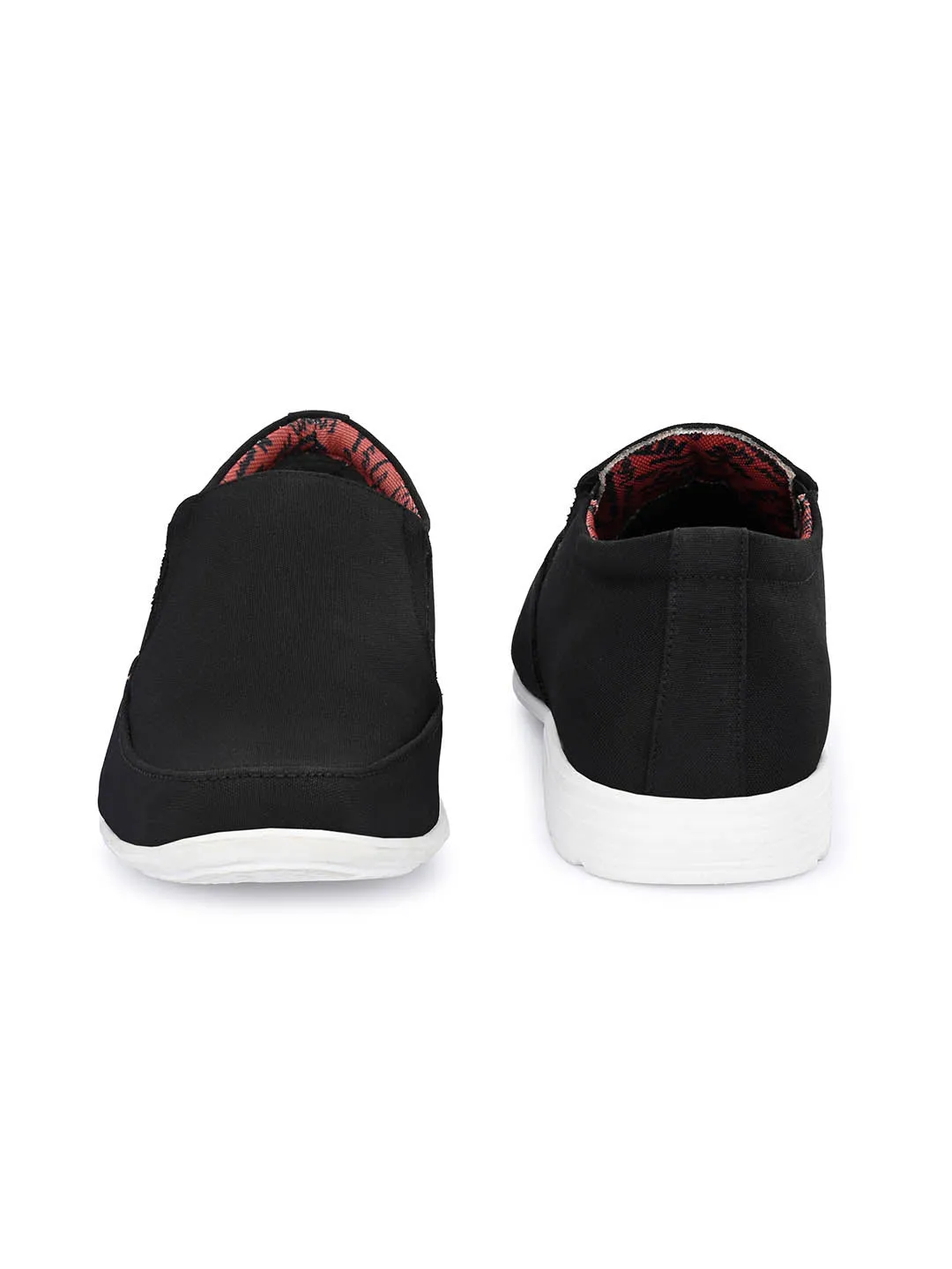 Hitz Herren-Slip-On Komfortschuhe aus schwarzem Stoff für lässige Anlässe