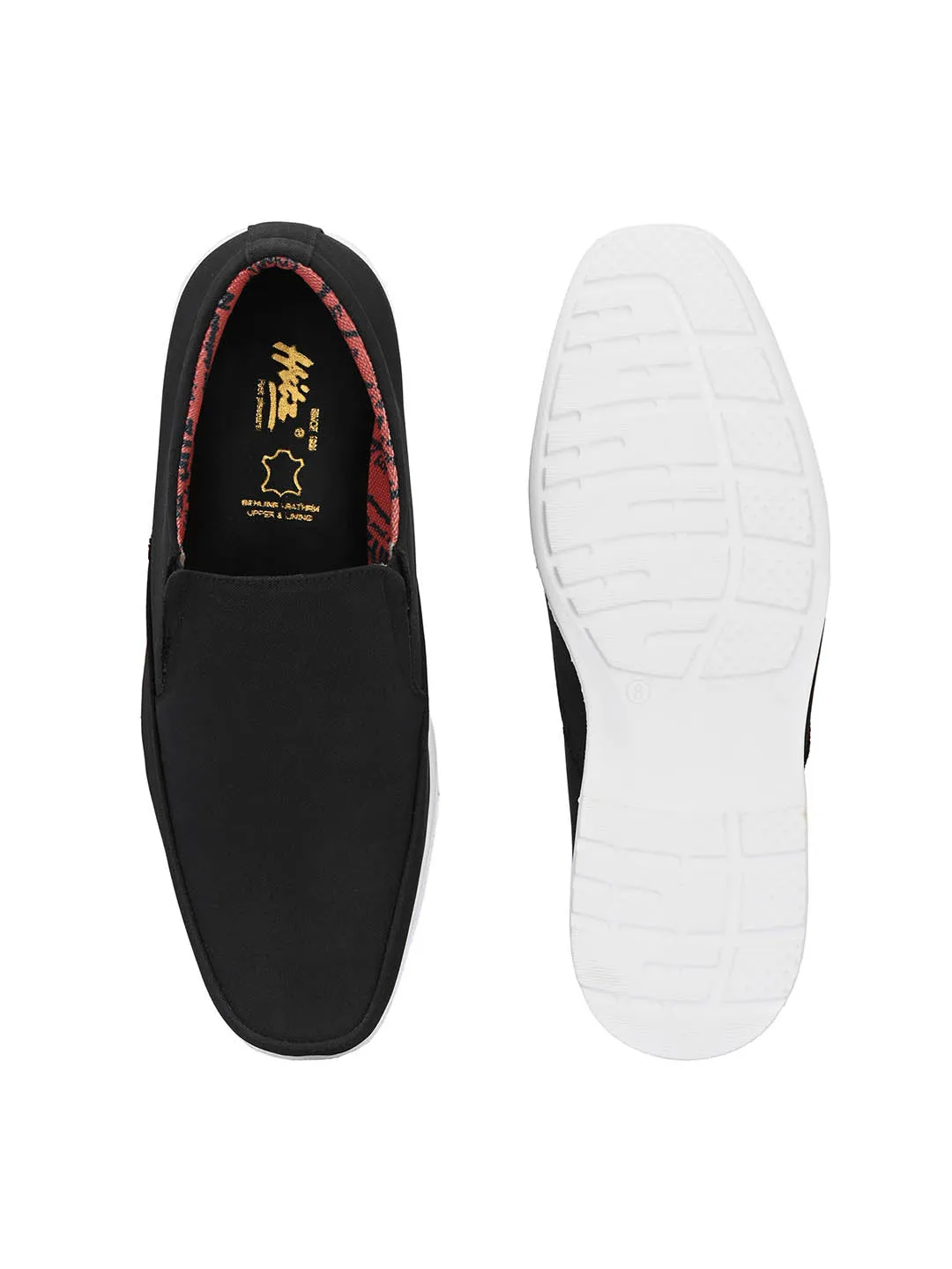 Hitz Herren-Slip-On Komfortschuhe aus schwarzem Stoff für lässige Anlässe