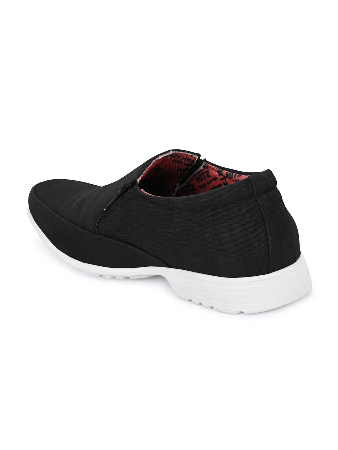 Hitz Herren-Slip-On Komfortschuhe aus schwarzem Stoff für lässige Anlässe