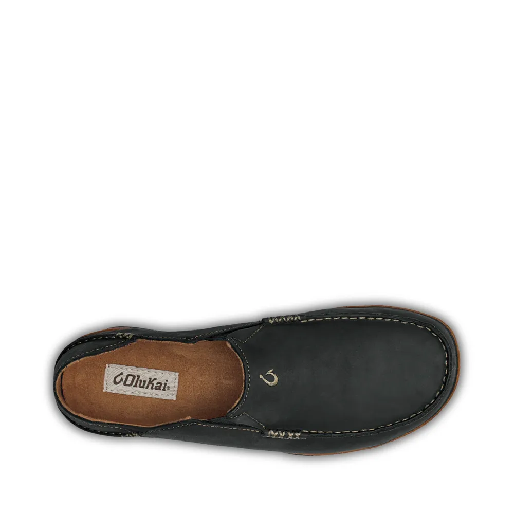 OluKai Herren Moloa Moc Leder Slip-On Schuhe in Schwarz