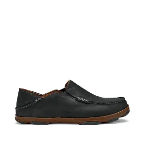 OluKai Herren Moloa Moc Leder Slip-On Schuhe in Schwarz
