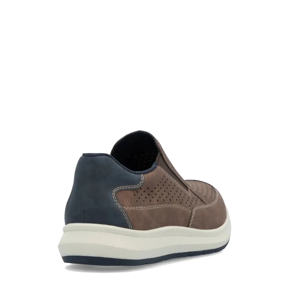 Rieker Herren Reinhard 52 Perfed Slip-On in Tan Fuchs/Midnight