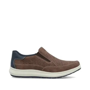 Rieker Herren Reinhard 52 Perfed Slip-On in Tan Fuchs/Midnight