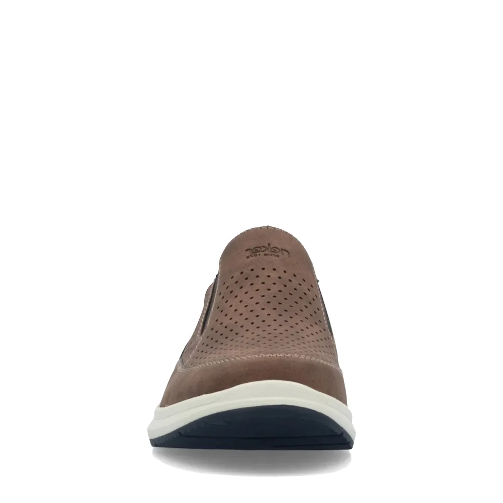 Rieker Herren Reinhard 52 Perfed Slip-On in Tan Fuchs/Midnight