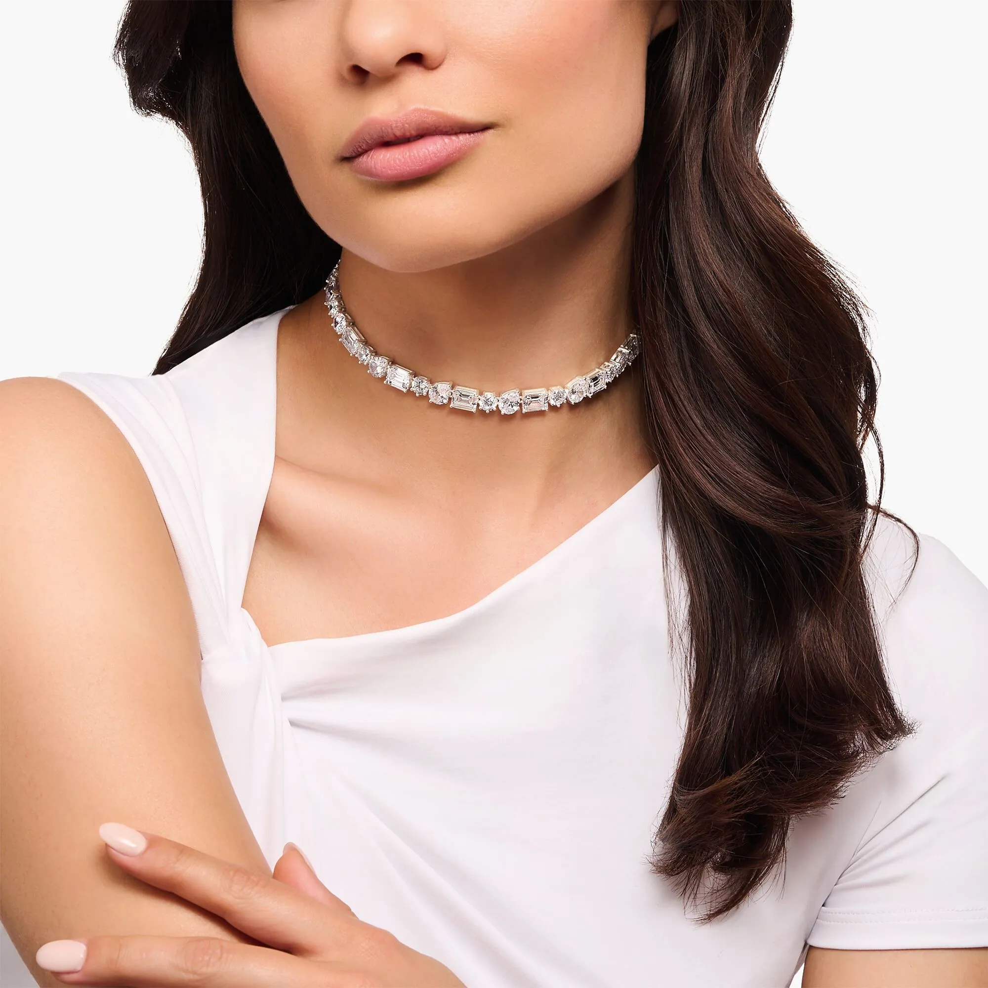 Thomas Sabo Damen Halsketten Heritage Glam Choker mit weißen Zirkonia-Steinen