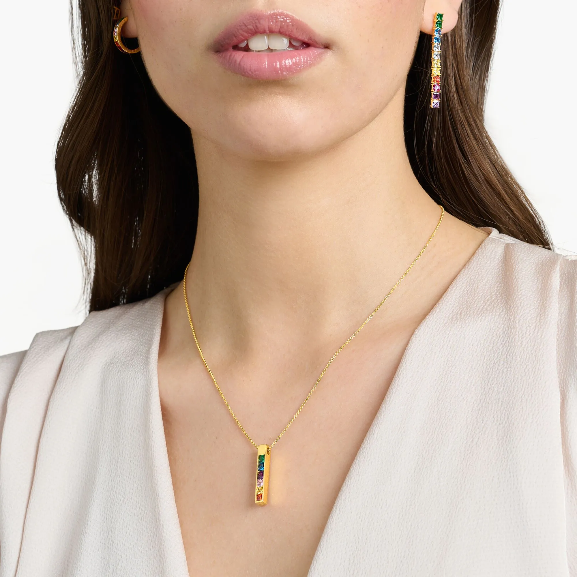 Thomas Sabo Damenketten Halskette bunte Steine Gold