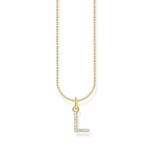Thomas Sabo Damenketten Halskette mit Buchstaben-Anhänger L und weißem Zirkonia - Gold