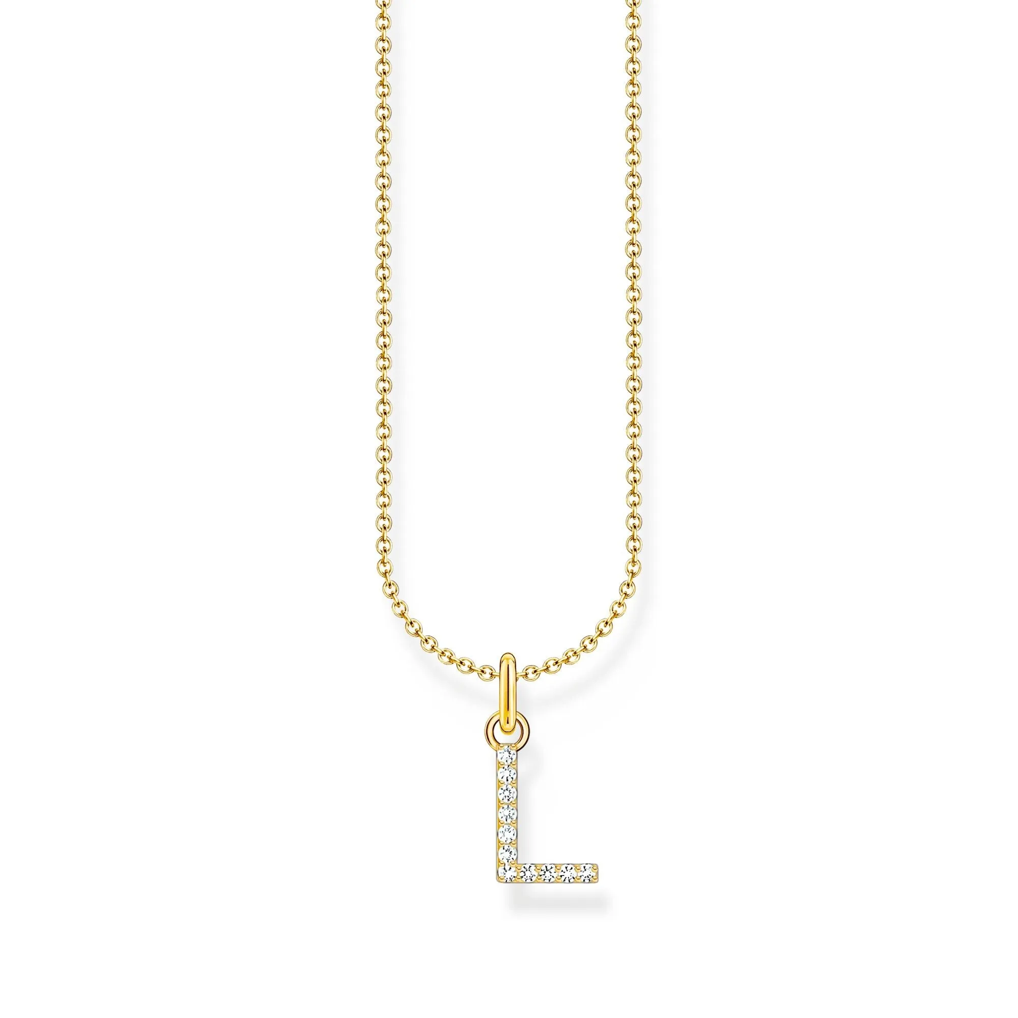 Thomas Sabo Damenketten Halskette mit Buchstaben-Anhänger L und weißem Zirkonia - Gold