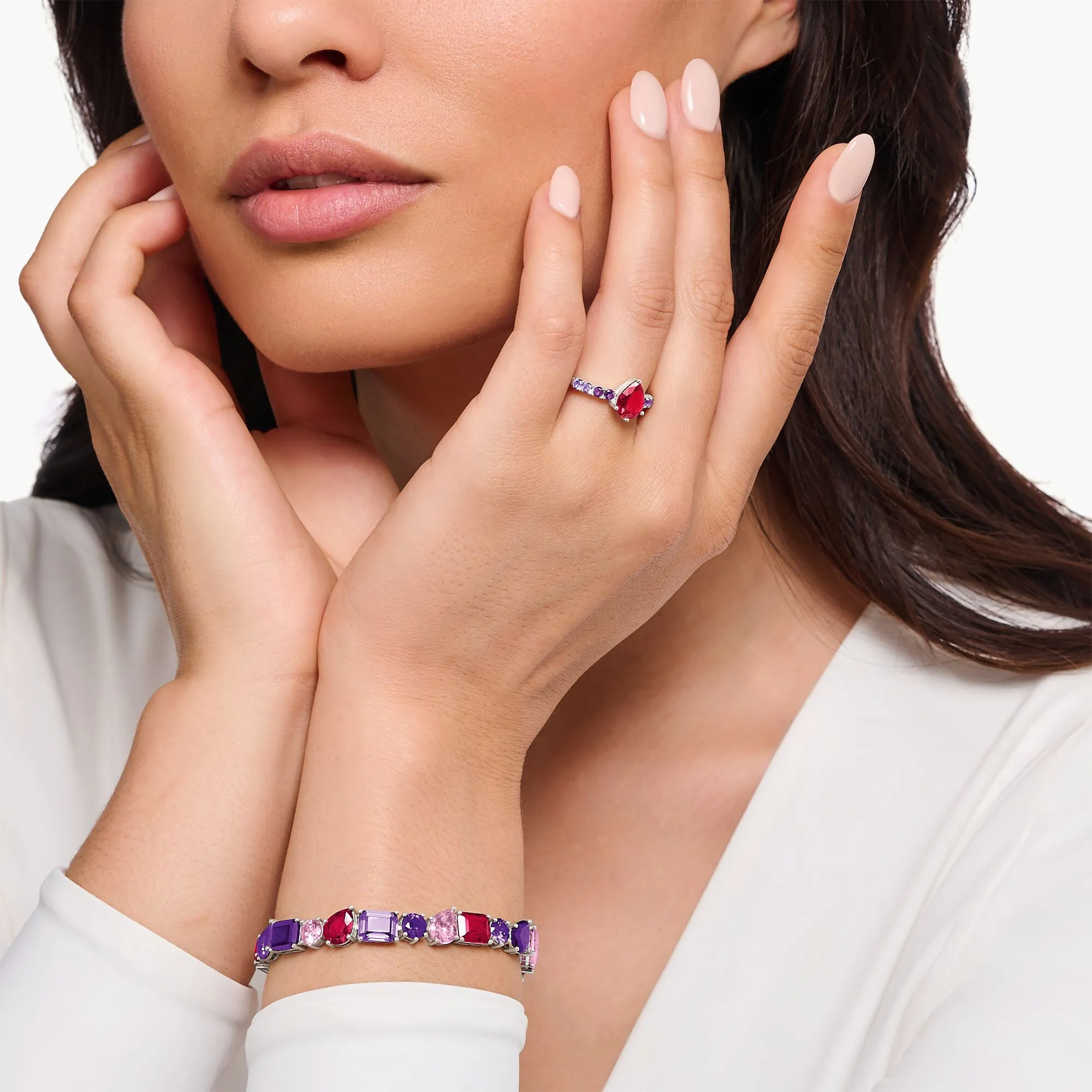 Thomas Sabo Damenringe Heritage Glam Solitärring mit farbenfrohen Steinen