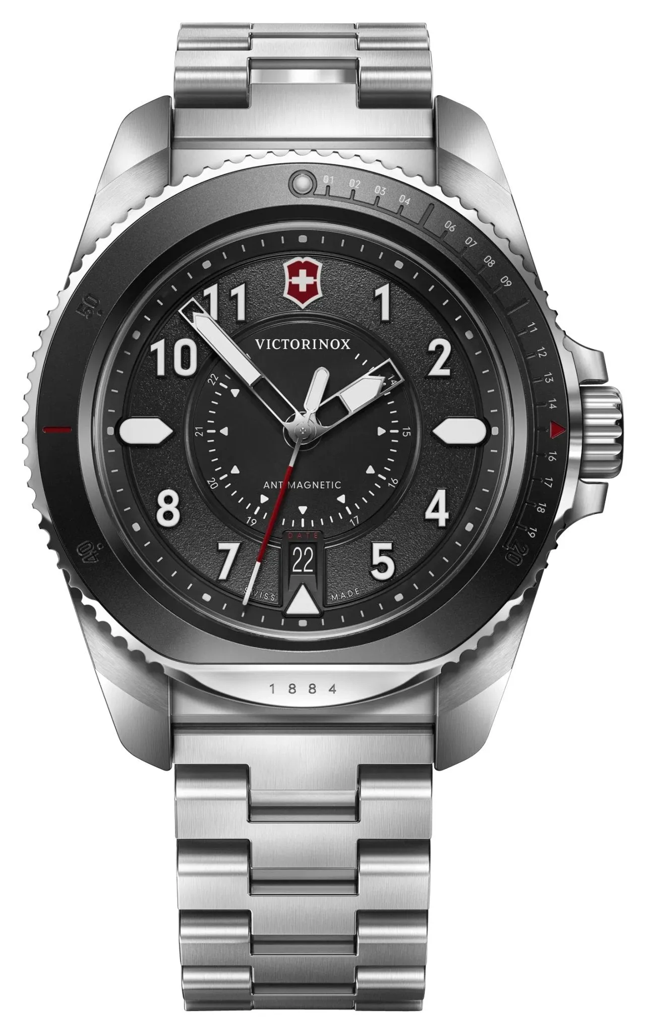 Victorinox Swiss Army Journey 1884 Edelstahl Schwarz Zifferblatt Datum Taucher Quarz Herrenuhr 242009 Victorinox Swiss Army Uhren