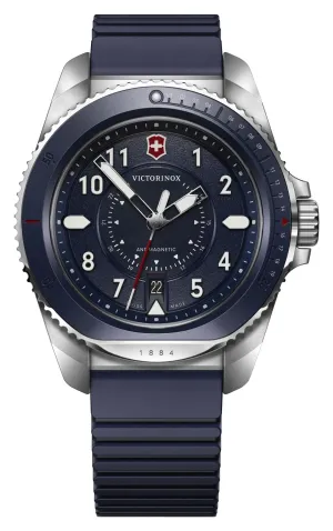 Victorinox Swiss Army Journey 1884 Edelstahl Blaues Zifferblatt Blaues Gummiarmband Datum Taucher Quarz Herrenuhr 241975 Victorinox Swiss Army Uhren
