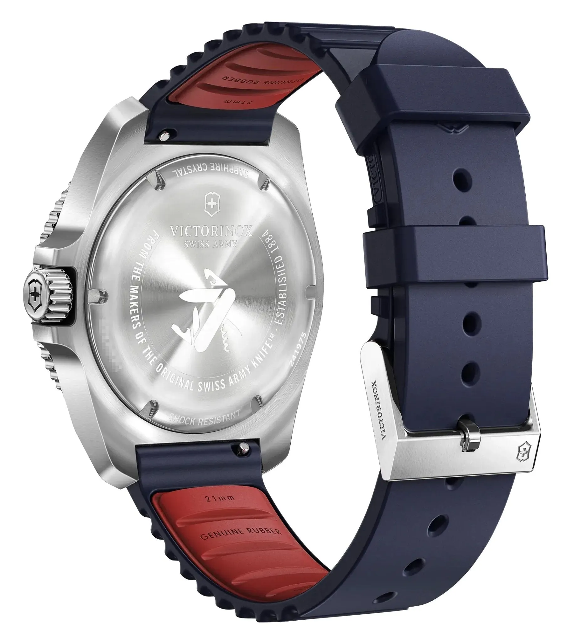 Victorinox Swiss Army Journey 1884 Edelstahl Blaues Zifferblatt Blaues Gummiarmband Datum Taucher Quarz Herrenuhr 241975 Victorinox Swiss Army Uhren